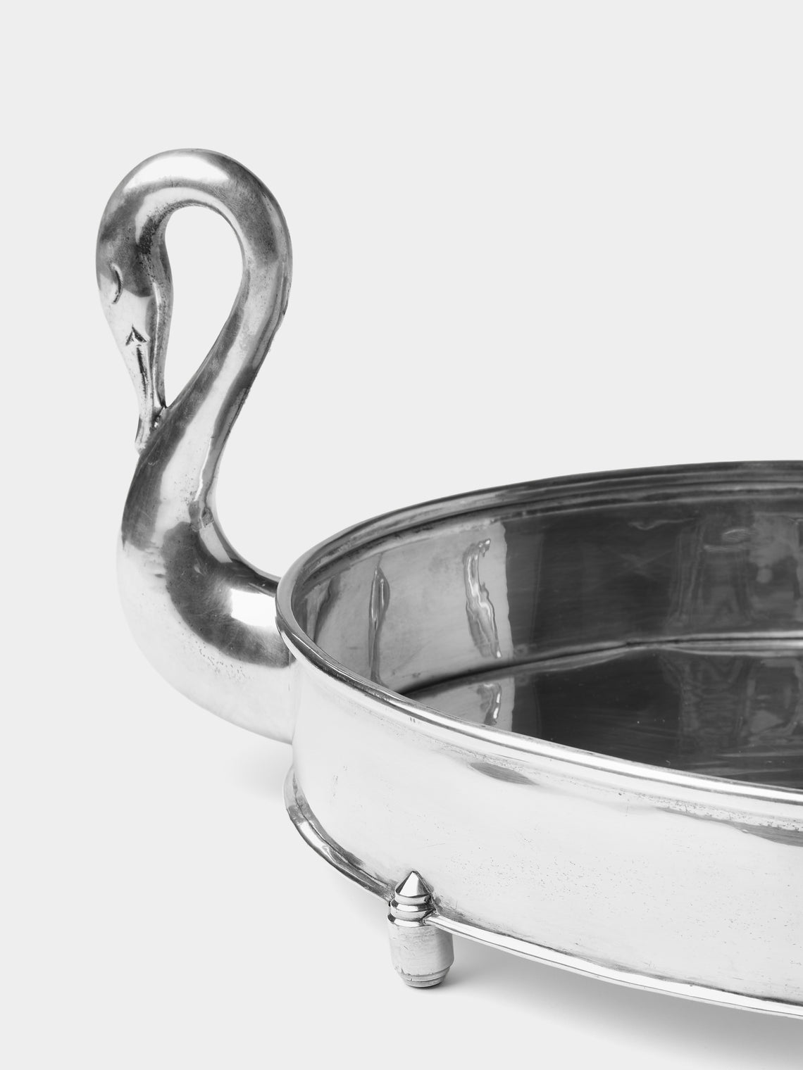 Antique and Vintage - Mid-Century Swan Silver-Plated Tray (18.5in/47cm) - Silver - ABASK