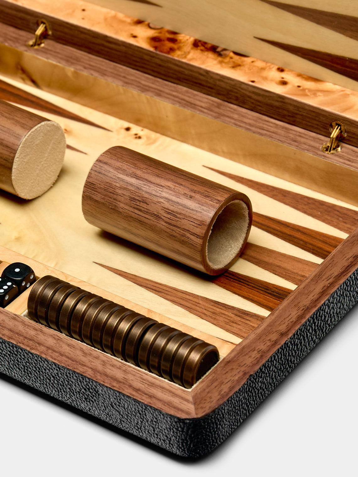 Forwood Design - Faux Shagreen Travel Backgammon Set - Black - ABASK