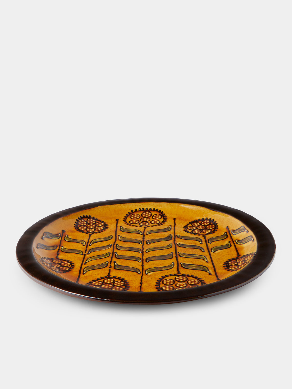 Fitch & McAndrew - Lollypop Flower Slipware Platter - Orange - ABASK