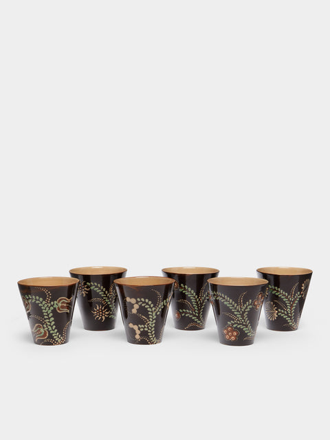 Poterie d’Évires - Flowers Hand-Painted Ceramic Coffee Cups (Set of 6) -  - ABASK - 