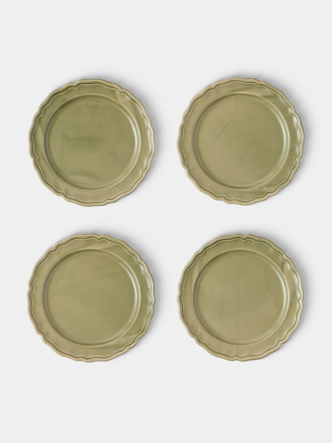 Maison Pichon Uzès - Provence Hand-Glazed Ceramic Dinner Plates – 11in/28cm (Set of 4) - Green - ABASK