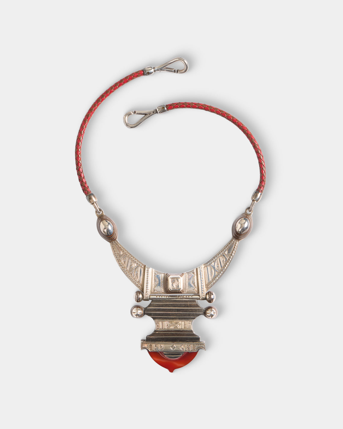 Mahnaz Collection - Women's Vintage Charlene Reano Double-Sided Mosaic Inlay Shell Necklace - Silver - ABASK
