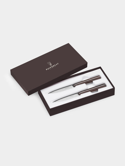 Puiforcat - Couteaux d'Orfèvre Stainless Steel and Wood Paring Knives (Set of 2) - Silver - ABASK - 