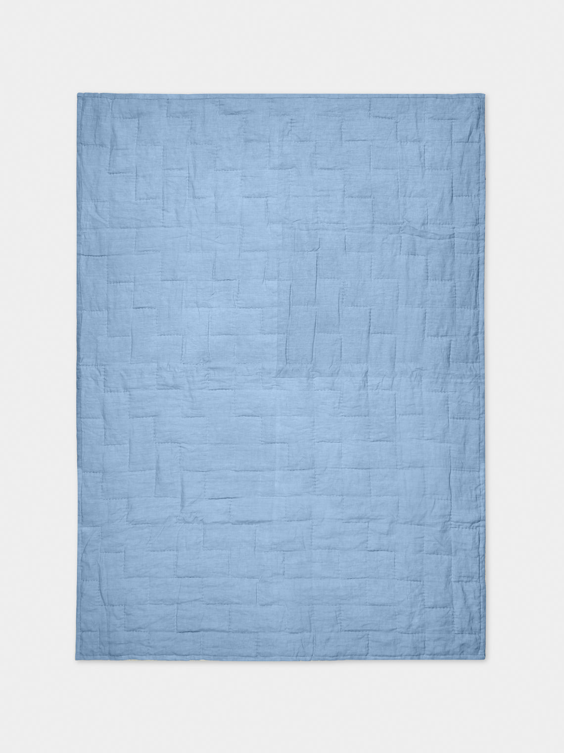 Tuck It In - Hand-Embroidered Linen Quilt (79in/2m) - Light blue - ABASK - 