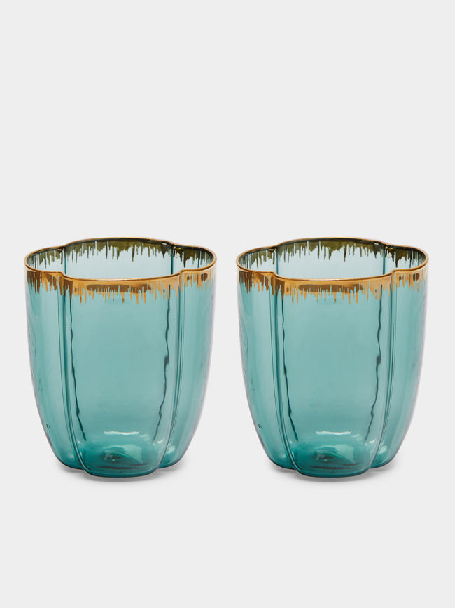 Pinto - Chance Hand-Blown Glass Tumblers (Set of 2) - Green - ABASK 
