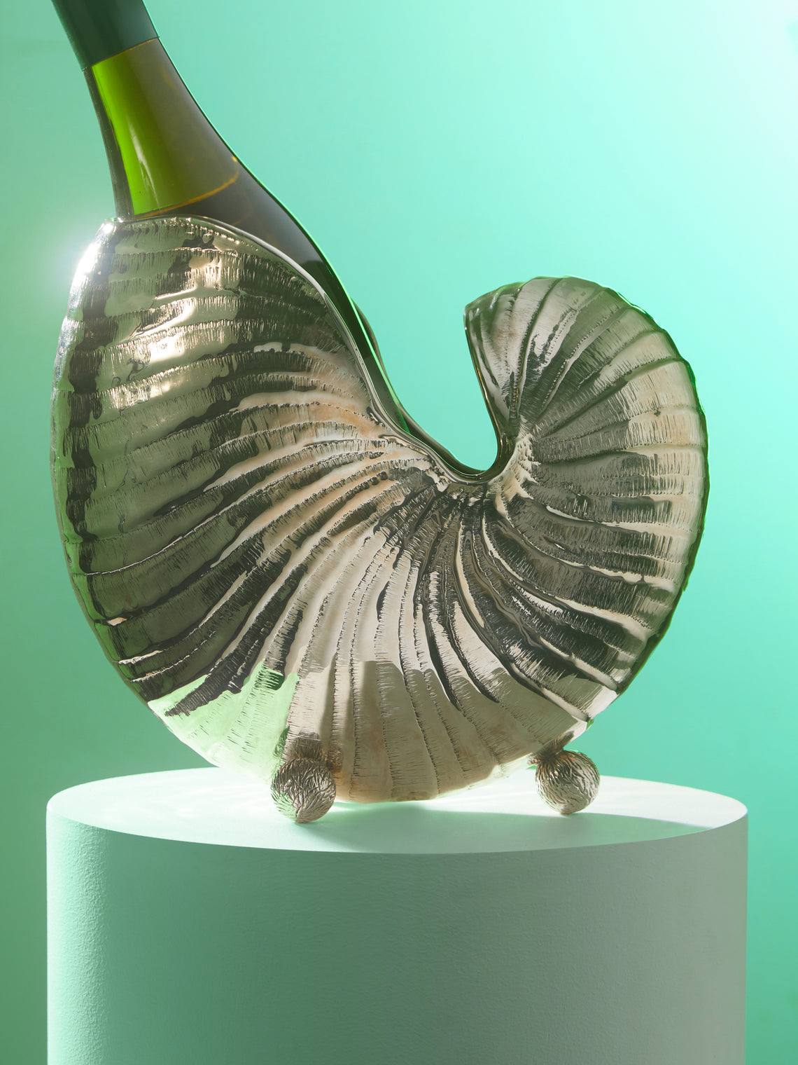 Antique and Vintage - 1950s Shell Solid Silver Bottle Holder -  - ABASK
