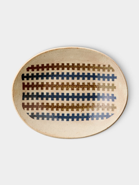 Makidani-gama - Nerikomi Ceramic Oval Plates – 11in/27.5cm (Set of 5) - Multiple - ABASK - 