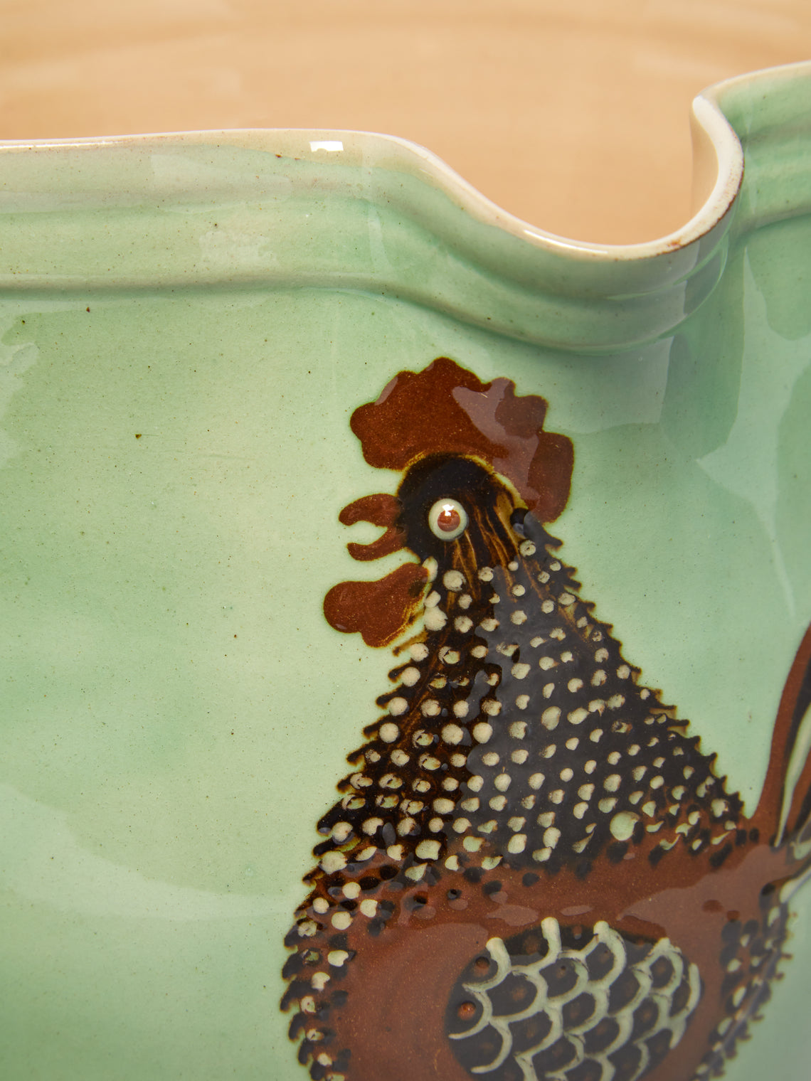 Poterie d’Évires - Chickens Hand-Painted Ceramic Rounded Jug -  - ABASK