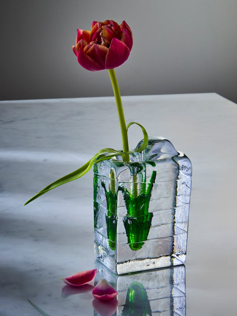 Antique and Vintage - Mid-Century Murano Glass Bud Vase (4.5in/11cm) - Clear - ABASK