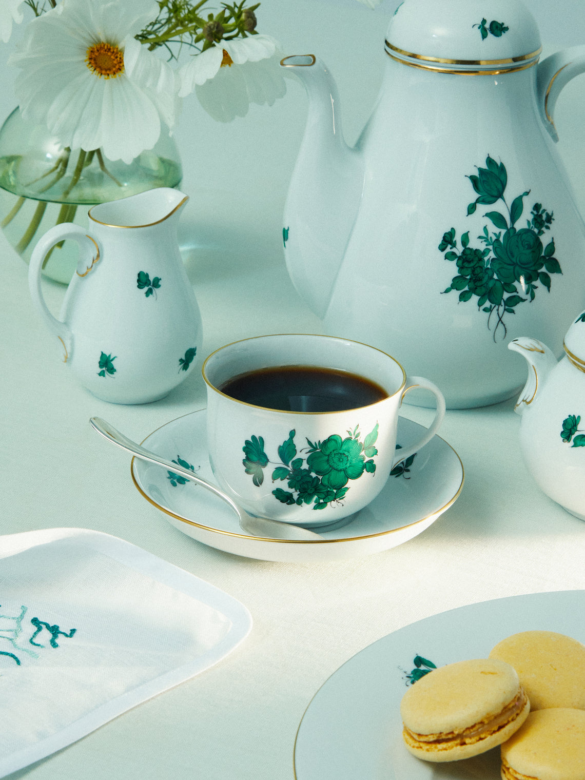 Augarten - Maria Theresia Hand-Painted Porcelain Coffee Cup and Saucer -  - ABASK