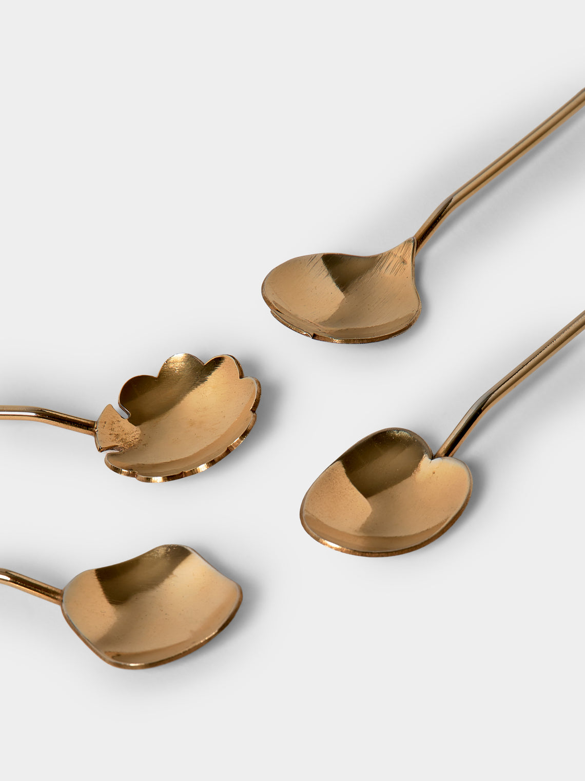 Antique and Vintage - | Set of 8 | Mid-Century Brass Cocktail Spoons - Gold - ABASK