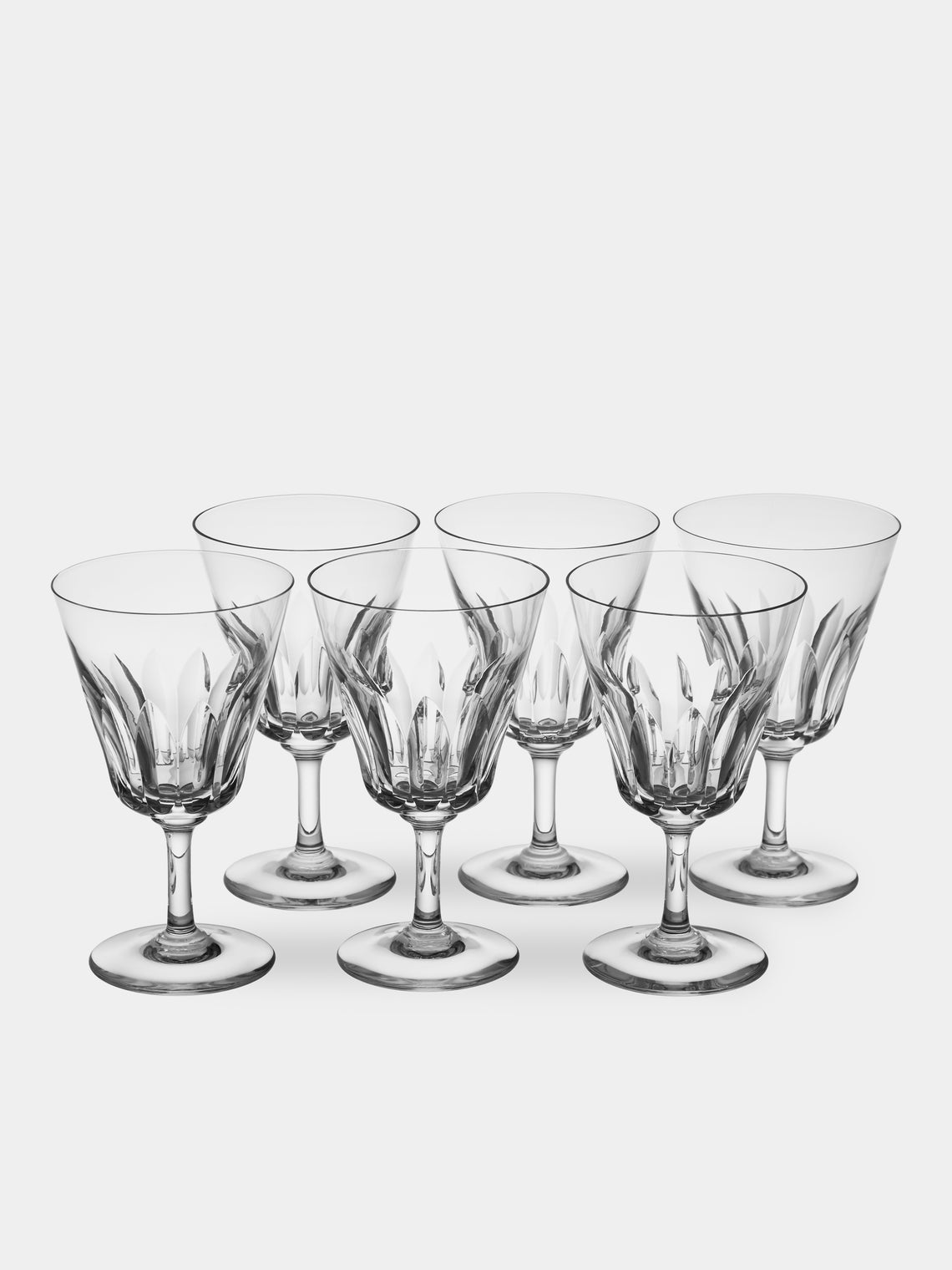 Antique and Vintage - Early-20th-Century Baccarat XIX Chauny Crystal Wine Glasses (Set of 6) - Clear - ABASK