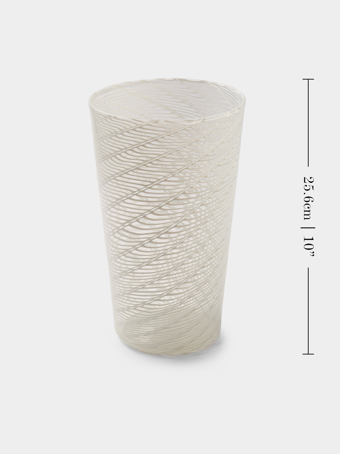 Antique and Vintage - 1981 Paolo Venini Half-Filigree Murano Glass Striped Vase (10in/25.5cm) - Clear - ABASK