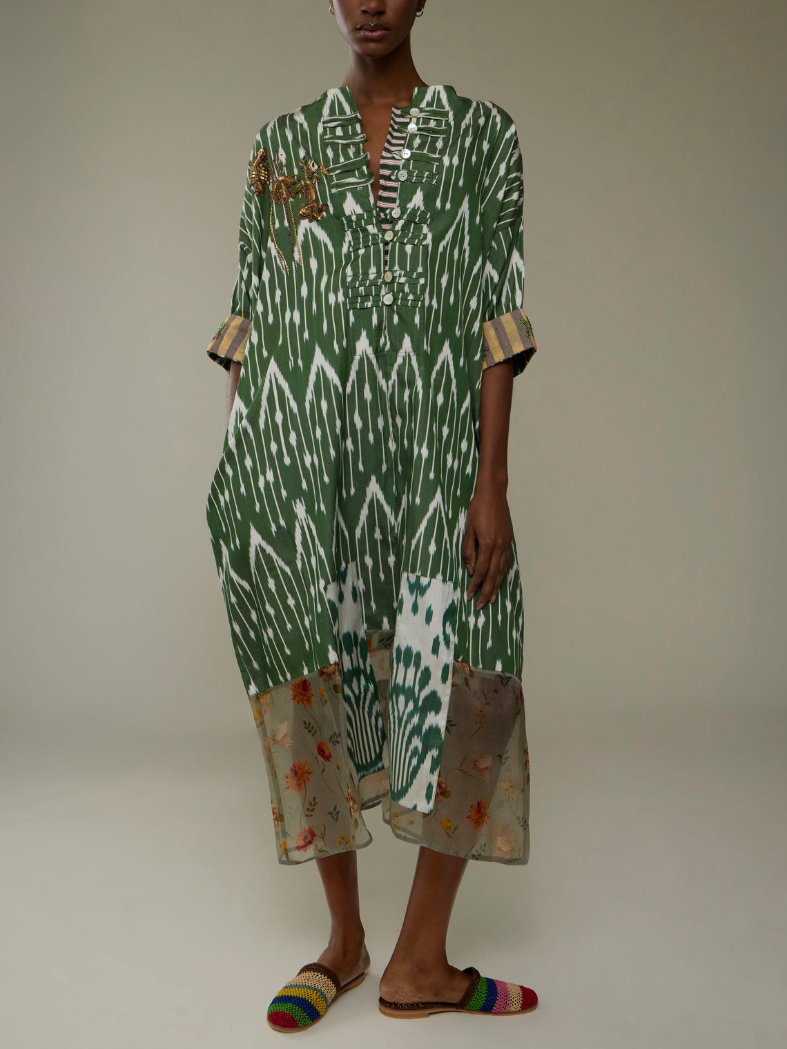 Nazzy Beglari - Hand-Loomed Ikat Silk and Cotton Dress | One Size -  - ABASK