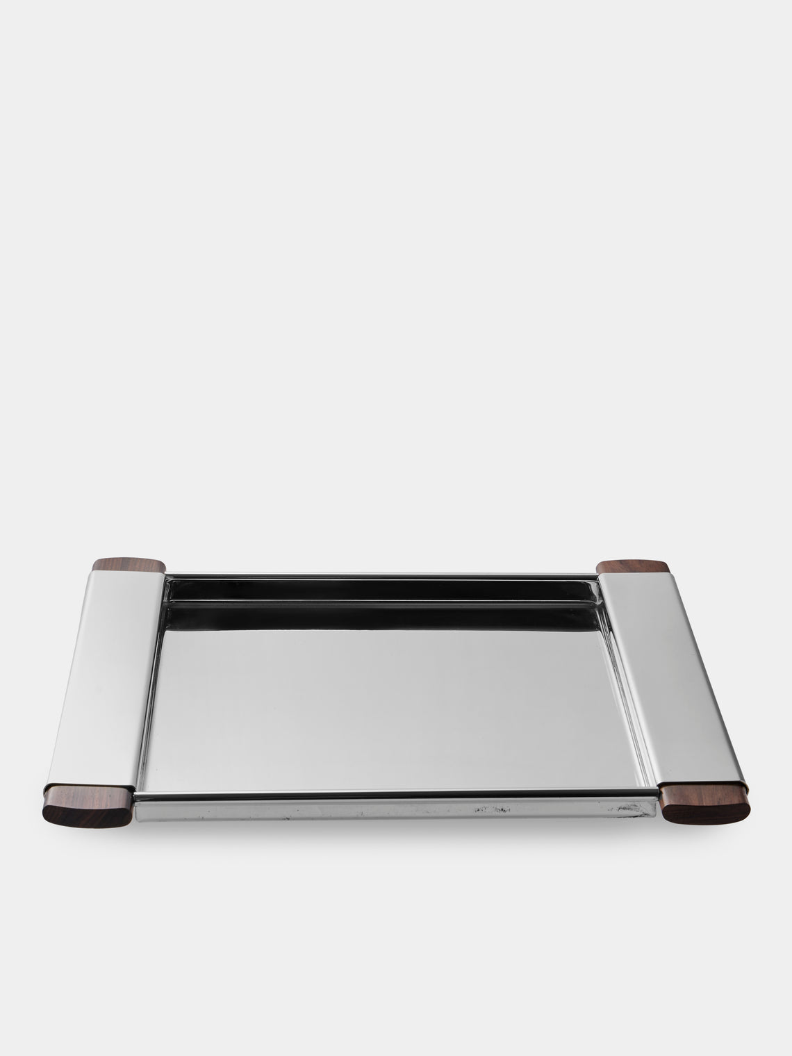 San Lorenzo - 1988 Afra and Tobia Scarpa Sterling Silver and Wood Tray (12in/31cm) - Silver - ABASK