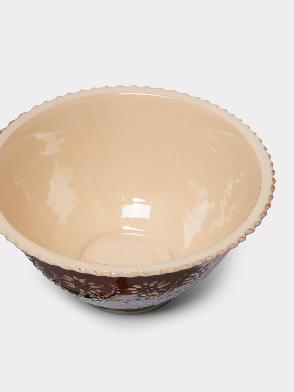 Poterie d’Évires - Flowers Hand-Painted Ceramic Fluted Bowl -  - ABASK
