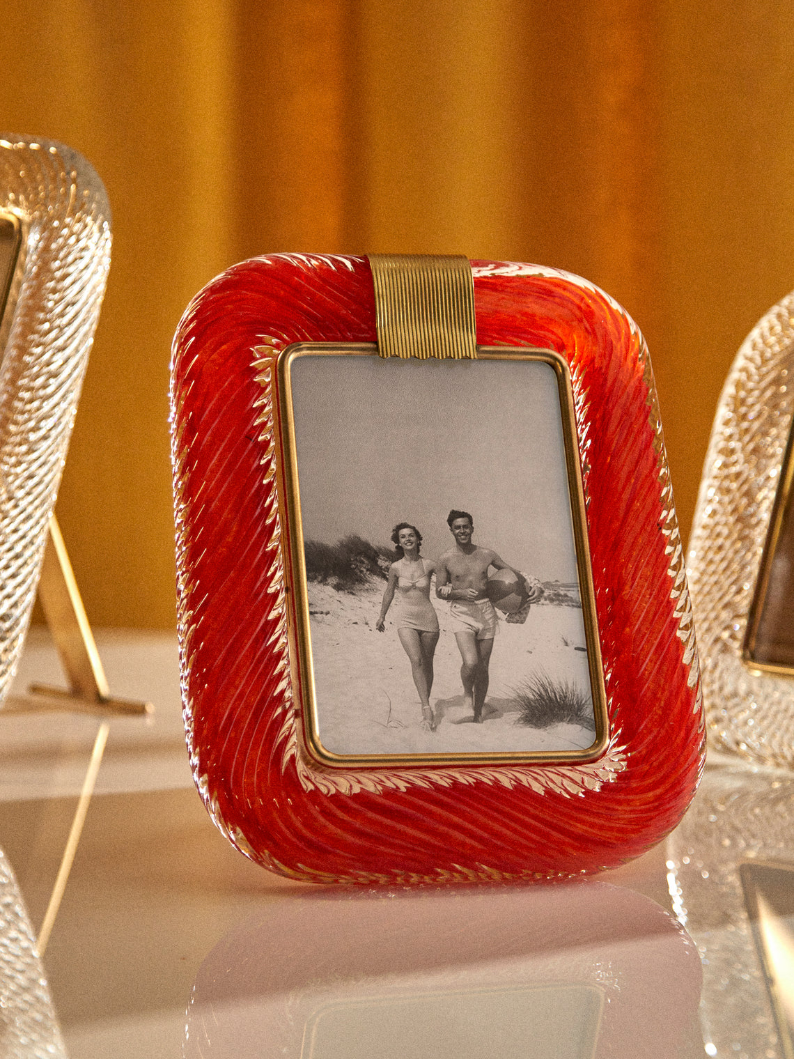 Antique and Vintage - 1960s Murano Glass Photo Frame - Orange - ABASK