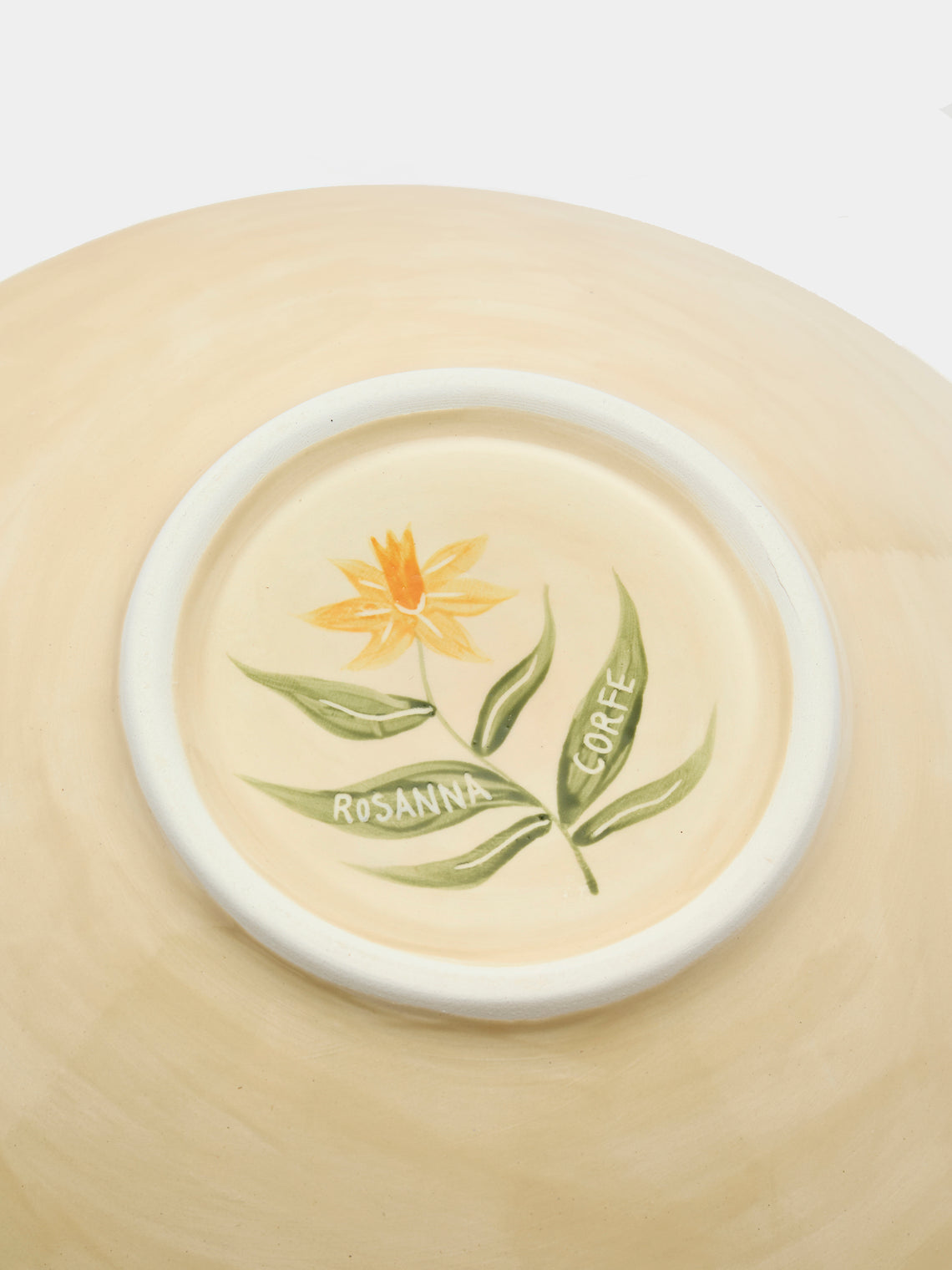 Rosanna Corfe - Doves and Daffodils Hand-Painted Ceramic Flared Bowl - Cream - ABASK