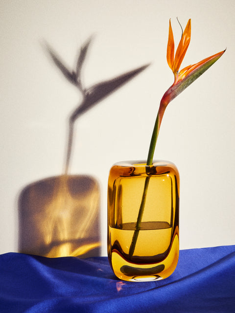 Antique and Vintage - 1960s Flavio Poli for Seguso Vetri d’Arte Murano Glass Vase (9.5in/24cm) - Orange - ABASK