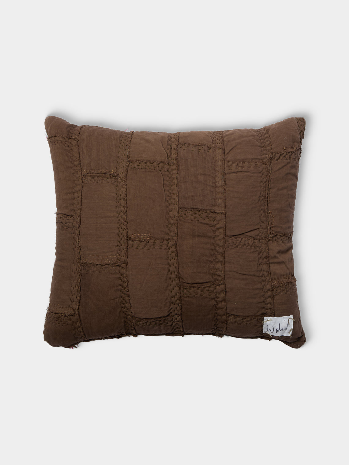 By Walid - 19th-Century Victorian Needlepoint Patchwork Wool and Cotton Cushion (20.5in/52cm) - Multiple - ABASK