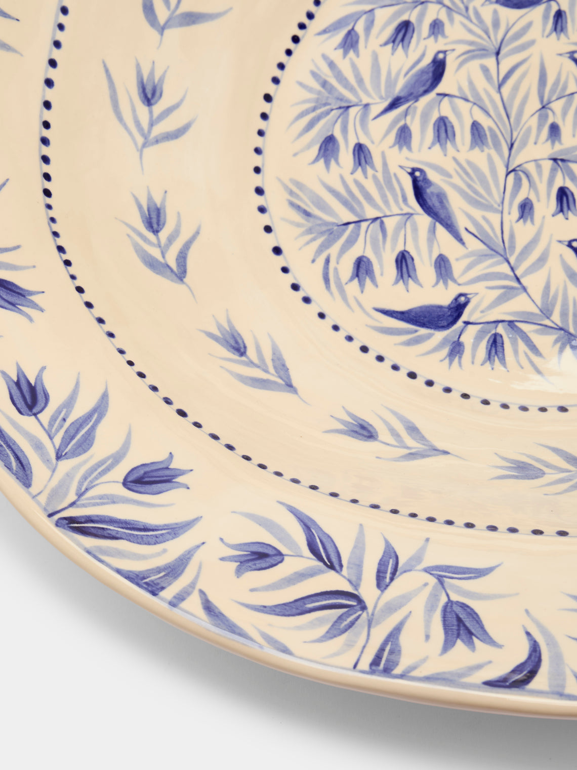 Rosanna Corfe - Birds and Bluebells Hand-Painted Ceramic Fruit Bowl - Cream - ABASK