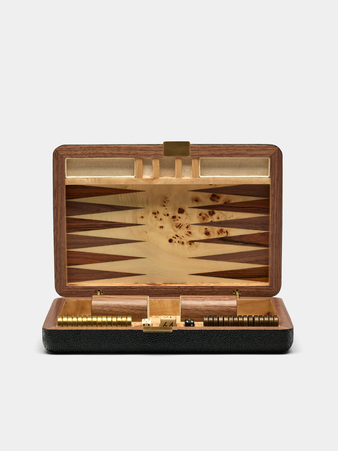 Forwood Design - Faux Shagreen Travel Backgammon Set - Black - ABASK - 