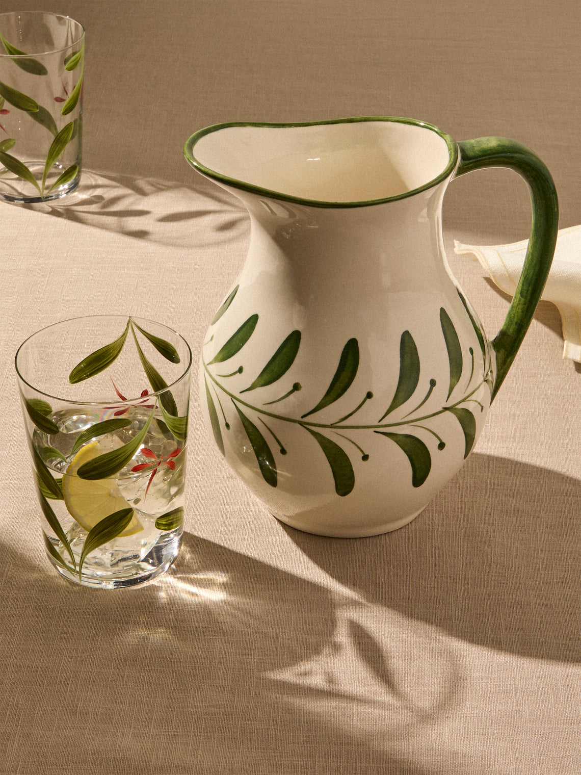 CasaLatina - Helecho Hand-Painted Ceramic Jug - Cream - ABASK