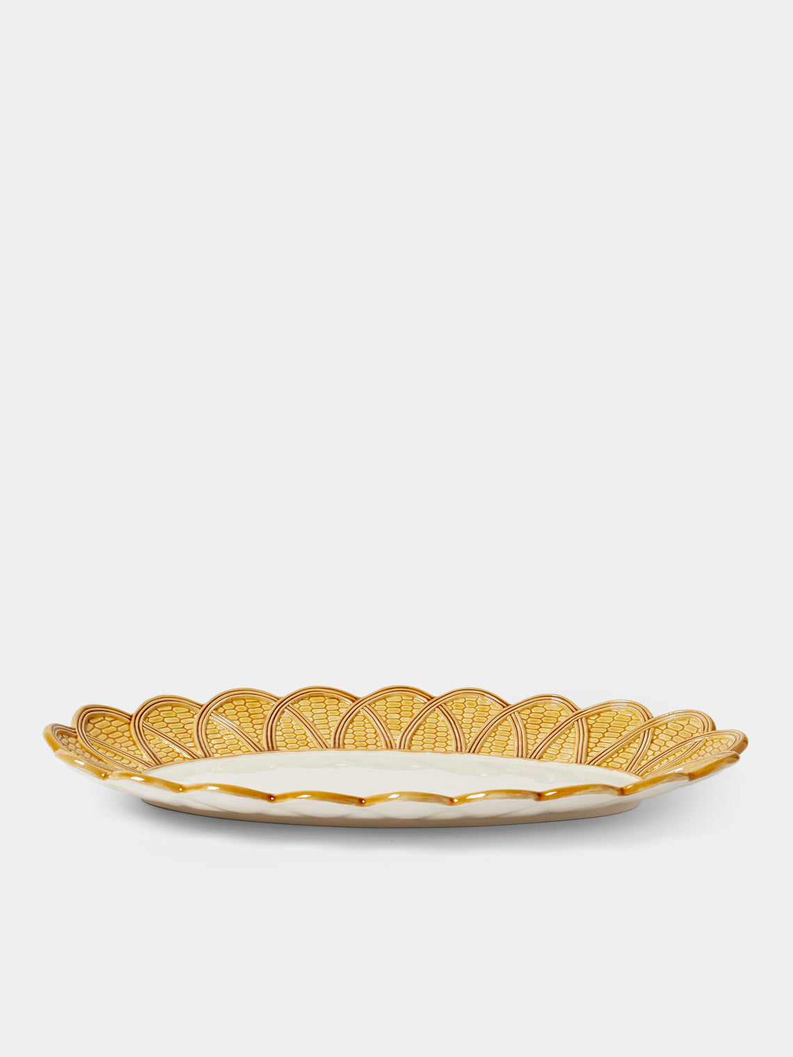 Verdolini - Woven Hand-Painted Majolica Ceramic Serving Platter - Natural - ABASK