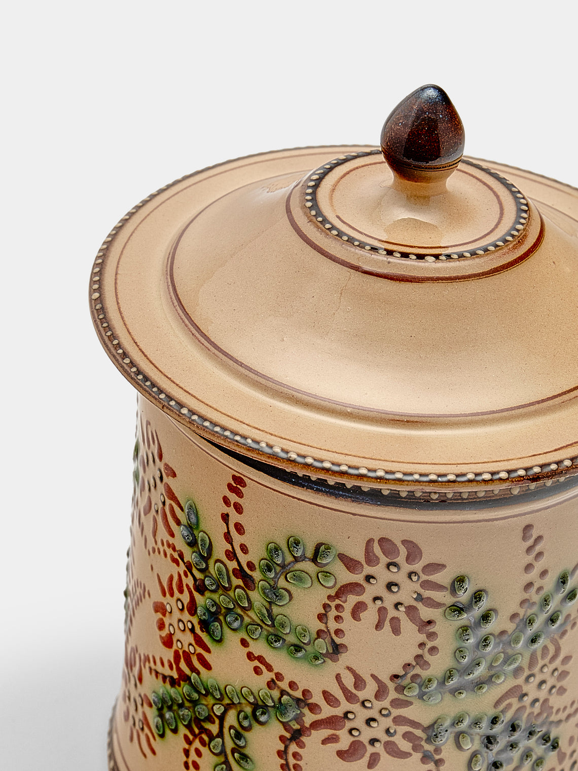 Poterie d’Évires - Flowers Hand-Painted Ceramic Small Lidded Jar - Cream - ABASK