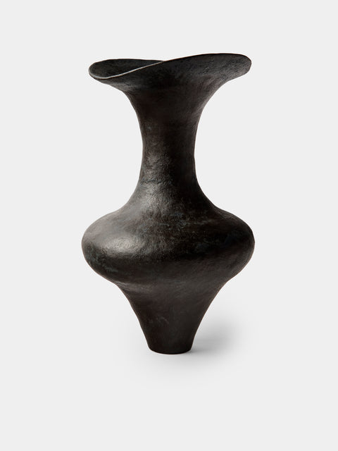 By Raffaella - Agata II Hand-Coiled Stoneware Vase (11.5in/29cm) - Black - ABASK - 