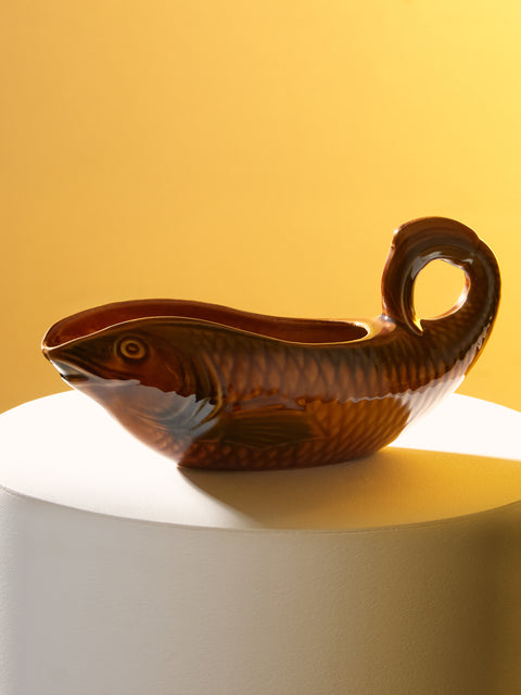 Antique and Vintage - 1950s Sarreguemines Fish Ceramic Gravy Boat -  - ABASK