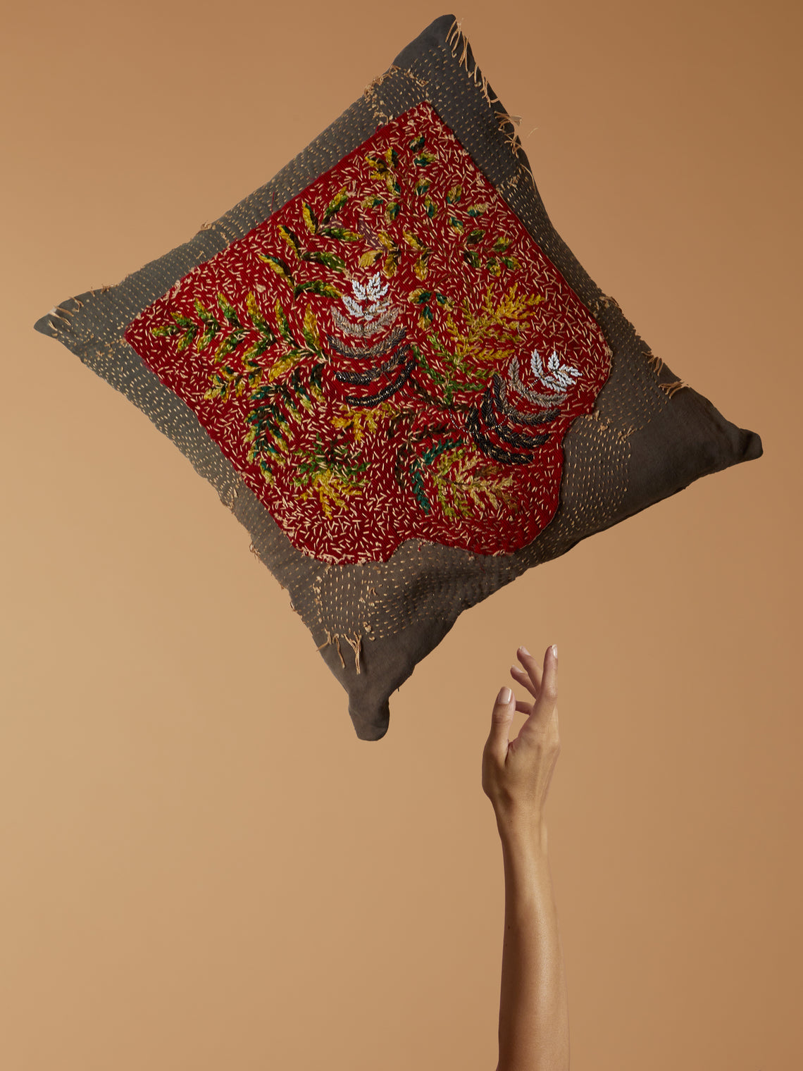 By Walid - 19th-Century Victorian Needlepoint Wool Cushion -  - ABASK