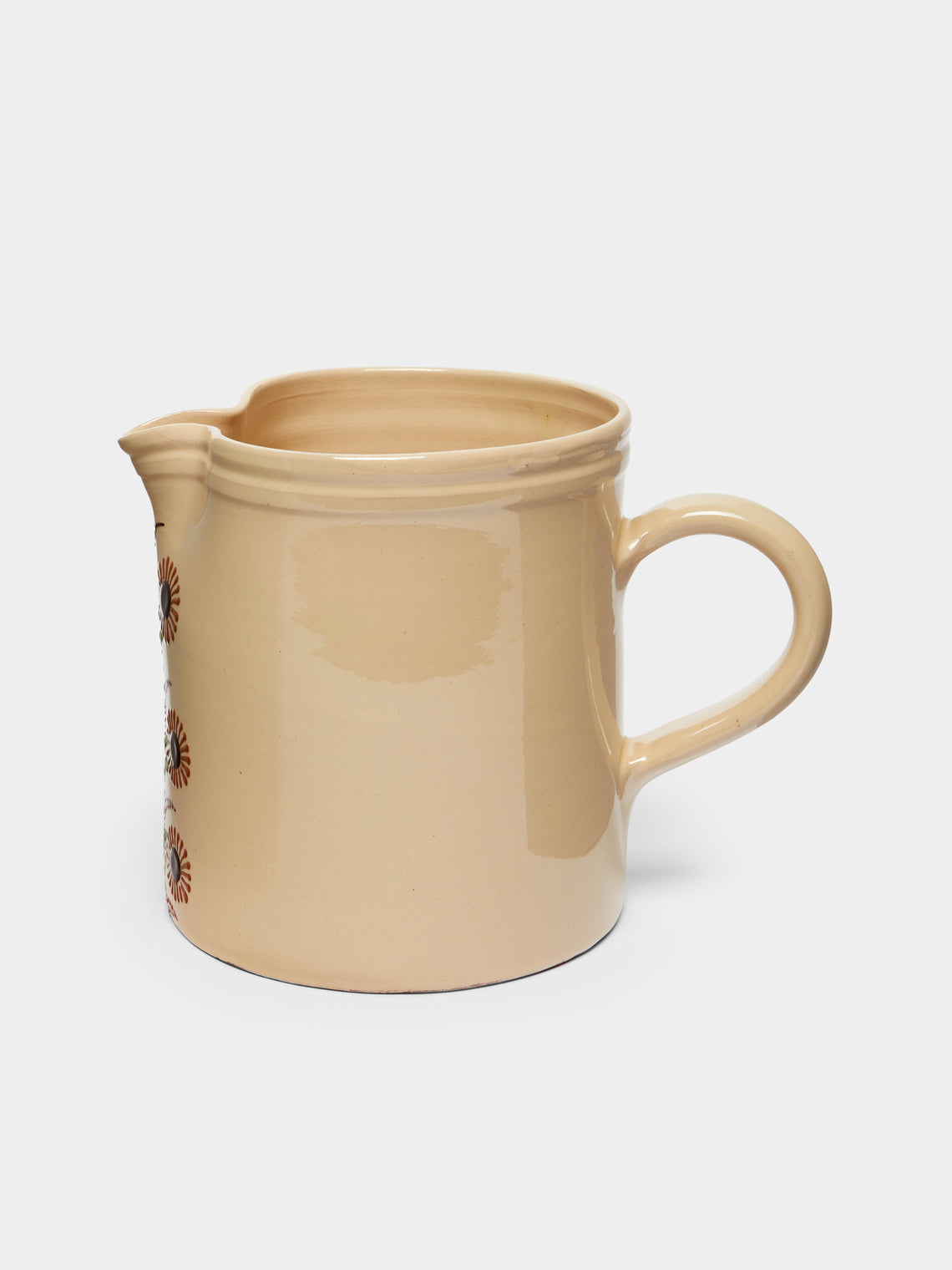 Poterie d’Évires - Flowers Hand-Painted Ceramic Large Straight-Edge Jug -  - ABASK