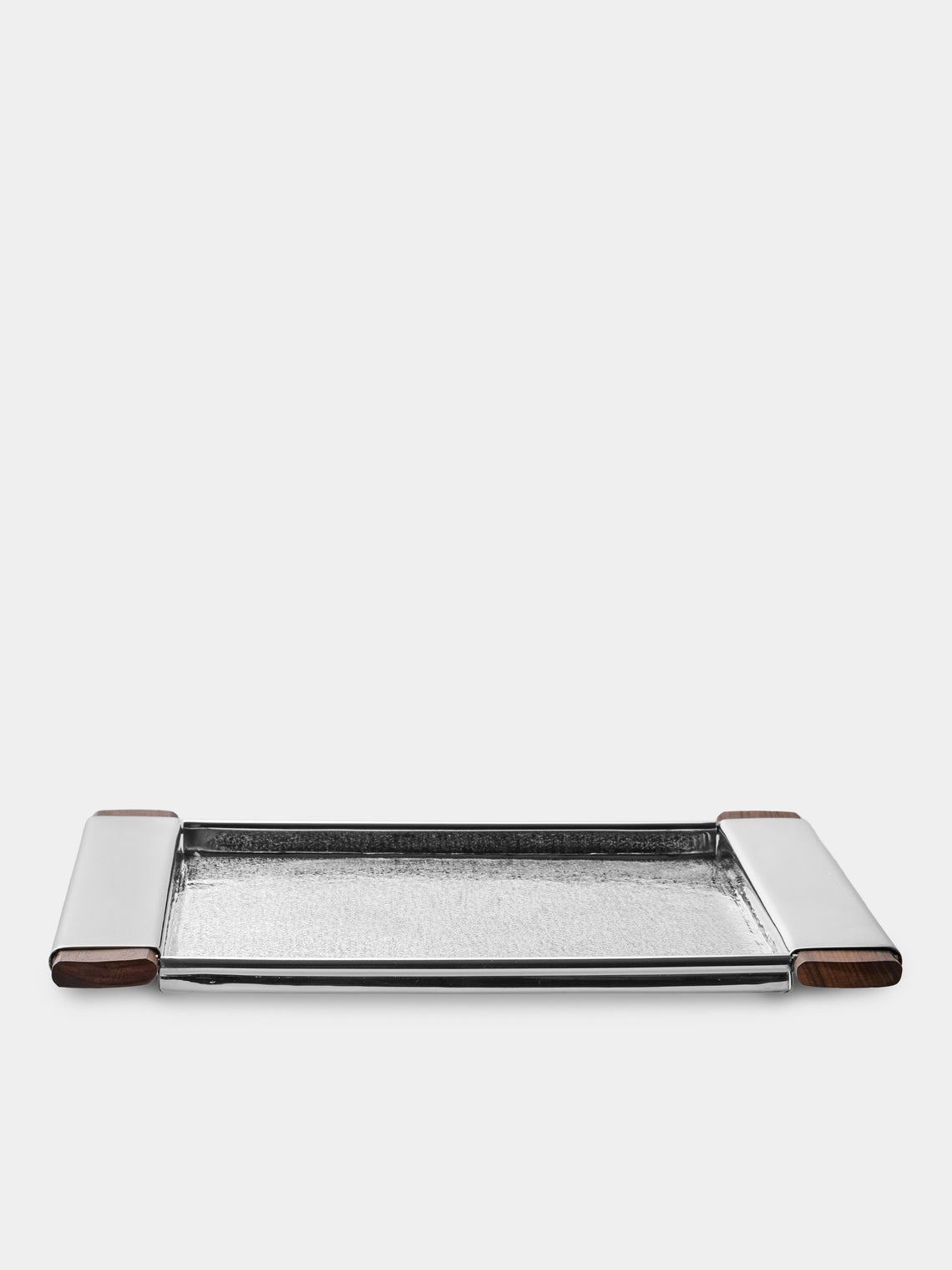 San Lorenzo - 1988 Afra and Tobia Scarpa Engraved Sterling Silver and Wood Tray (12in/31cm) - Silver - ABASK