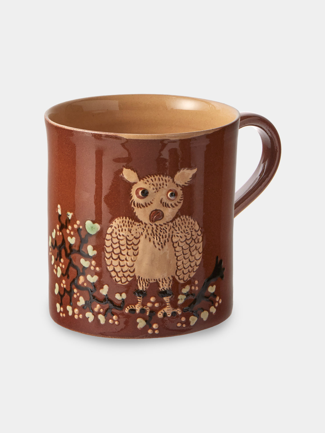 Poterie d’Évires - Animals Hand-Painted Ceramic Mugs (Set of 4) - Light Brown - ABASK
