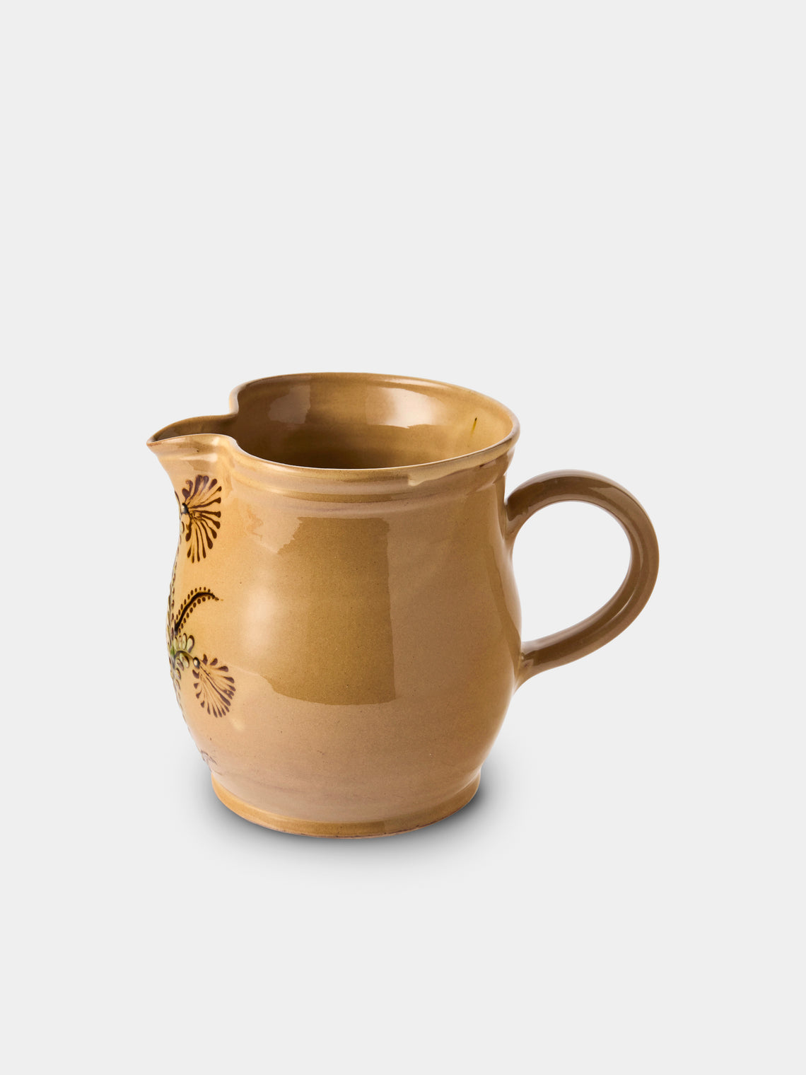 Poterie d’Évires - Flowers Hand-Painted Ceramic Medium Jug - Cream - ABASK