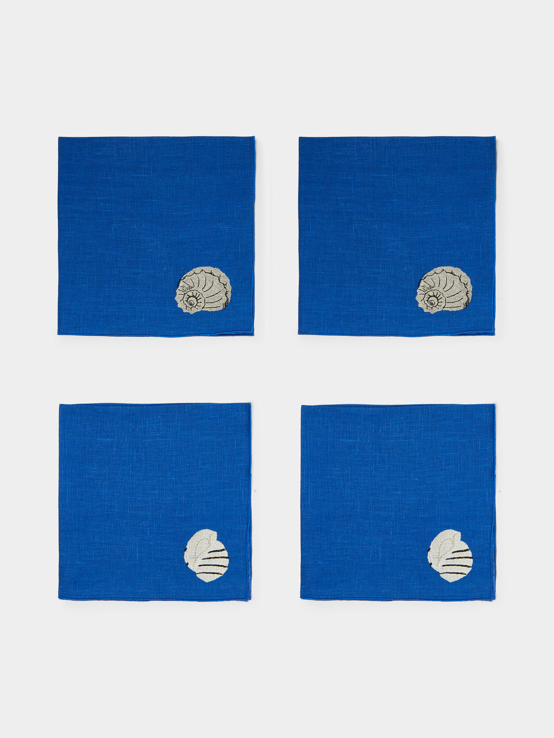 La Gallina Matta - Shells Embroidered Linen Napkins (Set of 4) -  - ABASK - 