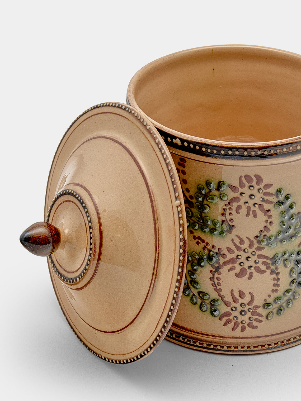 Poterie d’Évires - Flowers Hand-Painted Ceramic Small Lidded Jar - Cream - ABASK