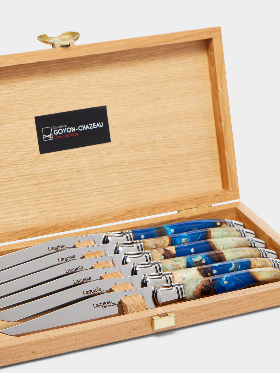 Goyon-Chazeau - Laguiole Pressed Flowers Resin Steak Knives (Set of 6) -  - ABASK