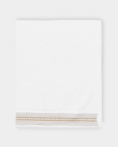 Loretta Caponi - Arrows Hand-Embroidered Cotton Bath Towel - White - ABASK - 