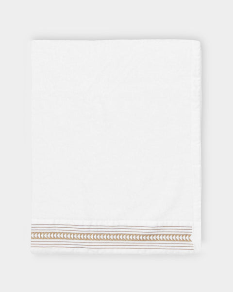 Loretta Caponi - Arrows Hand-Embroidered Cotton Bath Towel - White - ABASK - 