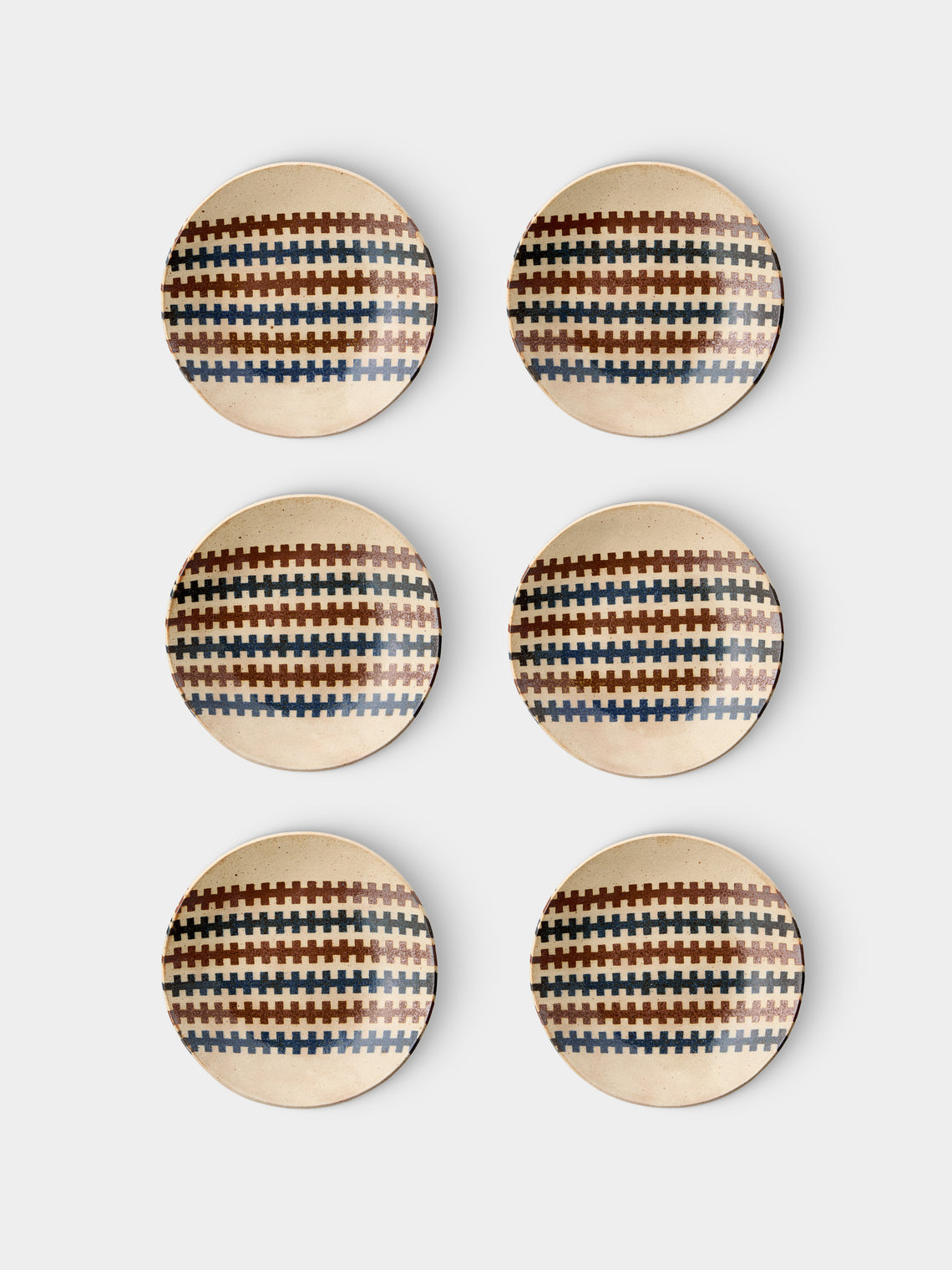 Makidani-gama - No. 1 Nerikomi Ceramic Plates – 8in/21cm (Set of 6) - Multiple - ABASK
