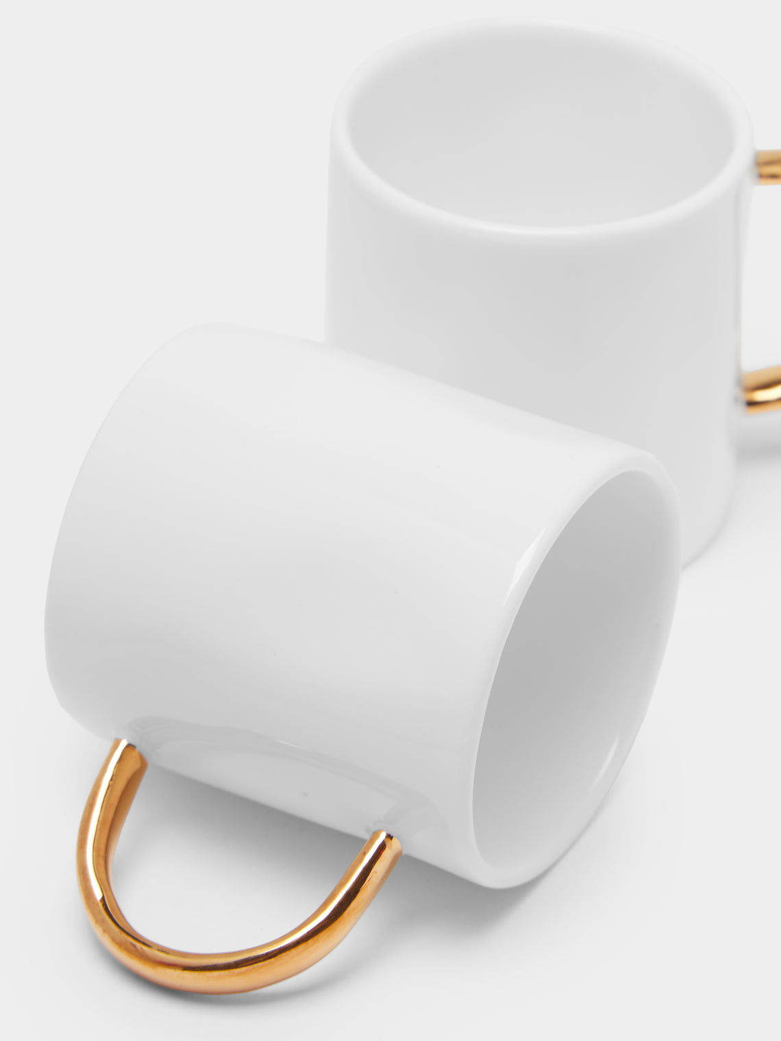 Feldspar - Hand-Painted 24ct Gold and Bone China Espresso Mugs (Set of 4) - White - ABASK