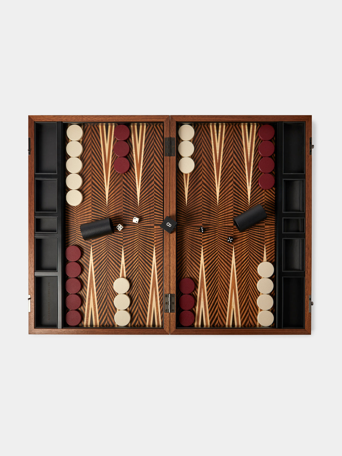 Alexandra Llewellyn - Geometric Walnut Marquetry Backgammon Set - Brown - ABASK - 