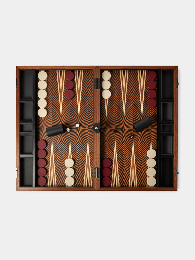 Alexandra Llewellyn - Geometric Walnut Marquetry Backgammon Set - Brown - ABASK - 