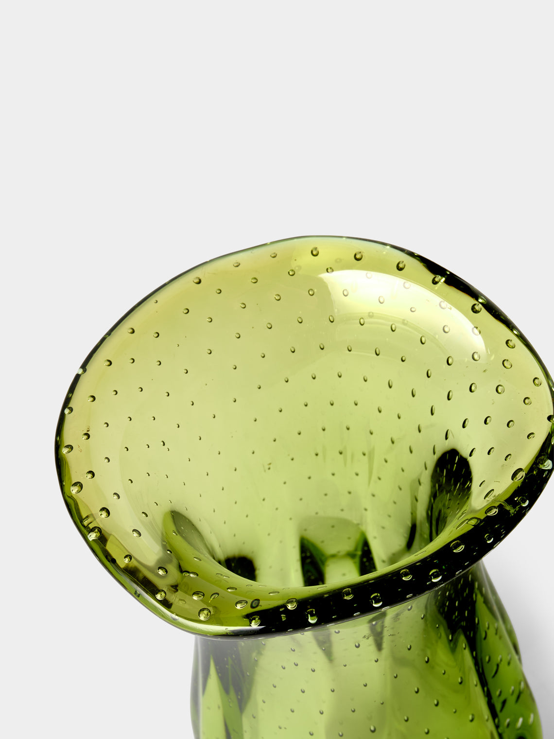 Antique and Vintage - 1970s Bullicante Glass Vase (10in/25.5cm) - Green - ABASK