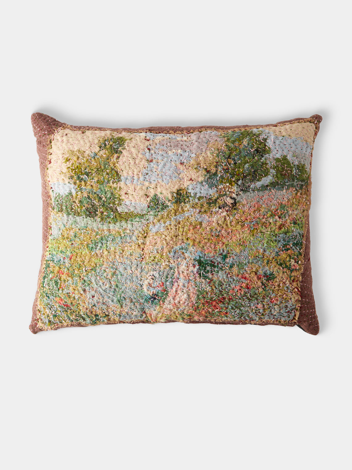 By Walid - 1910s Needlepoint Wool, Linen and Cotton Cushion (25.5in/65cm) - Multiple - ABASK - 