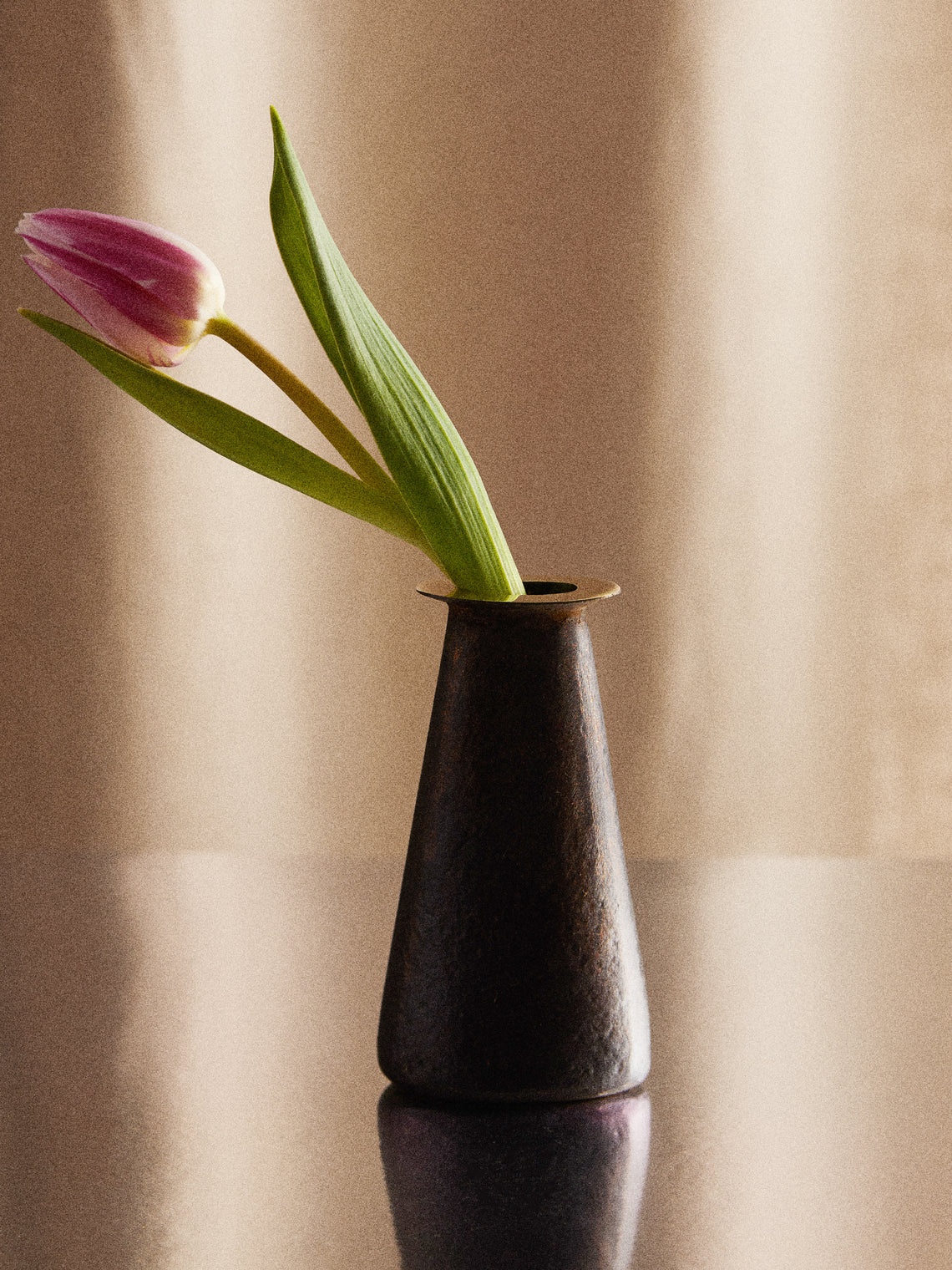 Carl Auböck - Collar Brass Bud Vase (5in/12.5cm) - Black - ABASK