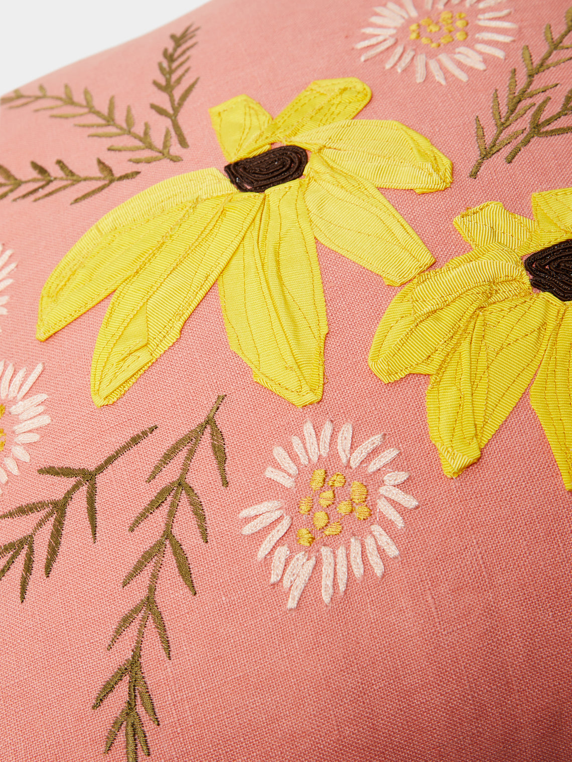 Lora Avedian - Bunch of Flowers Hand-Embroidered Linen Cushion -  - ABASK