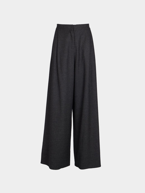 Dusan - Wool Flannel Wide-Leg Trousers | Size: M - Gray - ABASK - 
